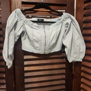 BDG Light Blue Off-Shoulder Blouse